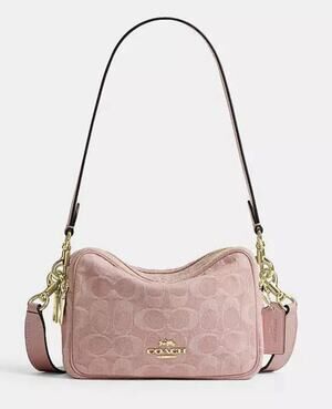 B2-009 NWT Coach CEN19 Mini Carey Crossbody Bag Signature Denim Pink